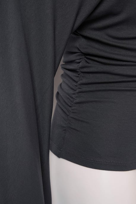 TRENDYOLMİLLA Damen Grau Einfarbig Lang Tailliert Blusen - Image 5
