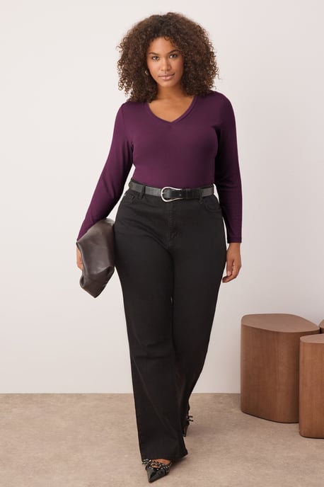 Trendyol Curve Damen Bordeaux Einfarbig Lang Tailliert Große Größen Blusen - Image 1