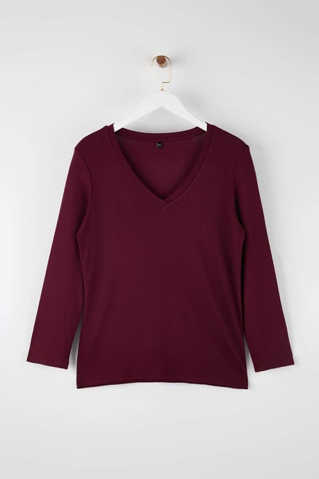 Trendyol Curve Damen Bordeaux Einfarbig Lang Tailliert Große Größen Blusen - Image 4