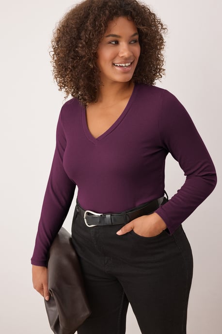 Trendyol Curve Damen Bordeaux Einfarbig Lang Tailliert Große Größen Blusen - Image 6