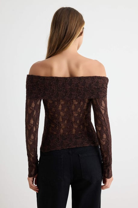 TRENDYOLMİLLA Damen Braun Einfarbig Lang Tailliert Blusen - Image 3