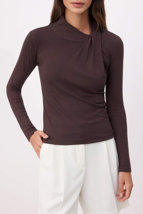 TRENDYOLMİLLA Damen Braun Einfarbig Lang Tailliert Blusen - Image 2