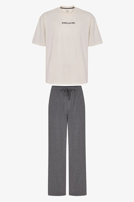 Penti Modern Stone Herren-Pyjama-Set mit Oversize-Passform und kurzen Ärmeln - Image 4
