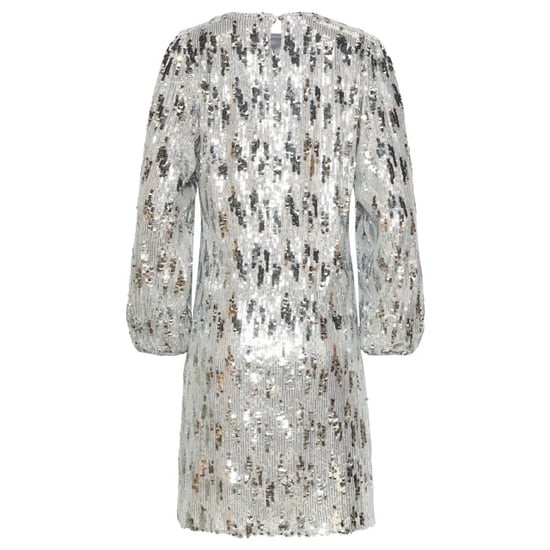 Smashed Lemon Kurzes Paillettenkleid mit Ballonärmeln in Silber | - Image 3