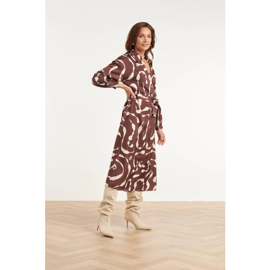 Smashed Lemon Midi-Blusenkleid mit abstraktem Print | - Image 4