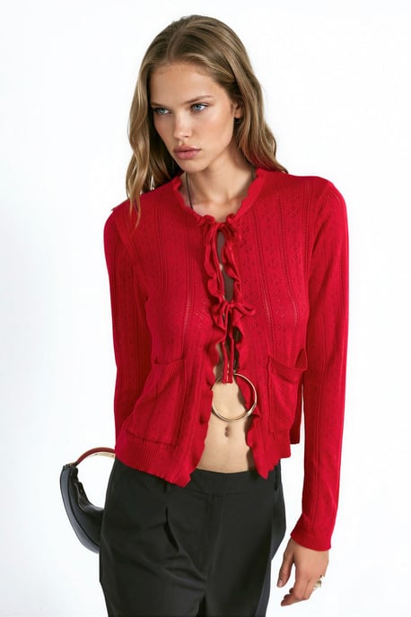 Hiccup Strickjacke mit Rüschen, Lochstrick und Spezialgarn - Image 2