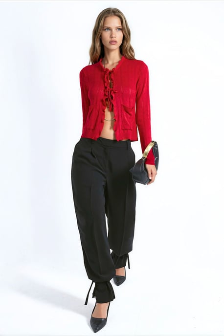 Hiccup Strickjacke mit Rüschen, Lochstrick und Spezialgarn - Image 5