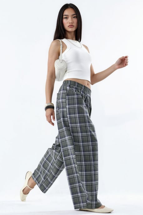 Karierte Hose mit elastischem Bund und Taschendetail - Image 2