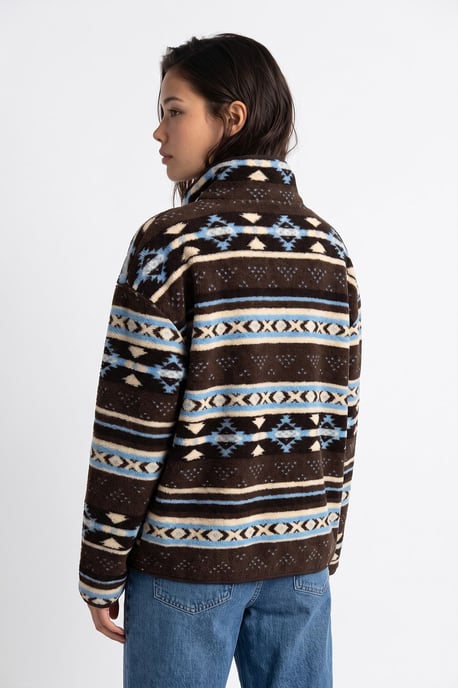 Mixray Damen-Sweatshirt mit geometrischem Muster, Reißverschlusskragen - Image 6