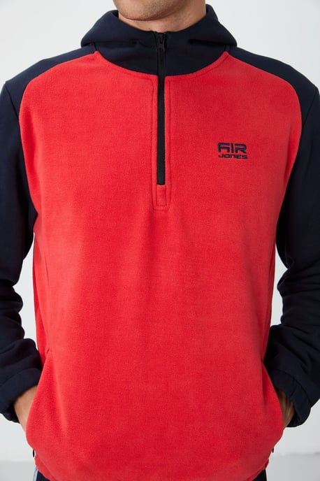 Tommy Life Herren-Sweatshirt aus Plüsch mit Colour-Blocking und halbem Reißverschluss - Image 2