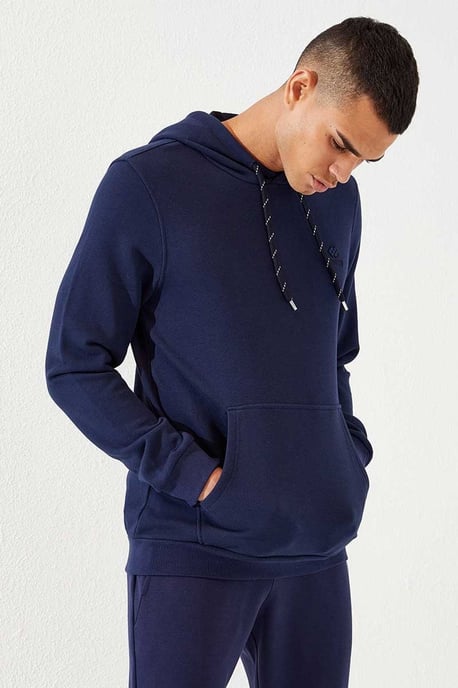 Tommy Life Herren-Sweatshirt mit Kapuze und Tasche, Unifarben - Image 2