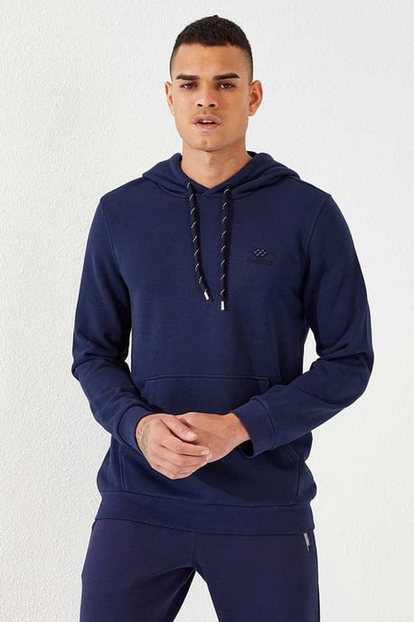 Tommy Life Herren-Sweatshirt mit Kapuze und Tasche, Unifarben - Image 3