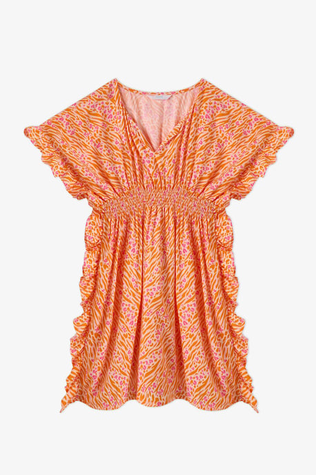 Penti Mädchen-Kaftan mit Safari-Leopardenprint und Pompons - Image 1