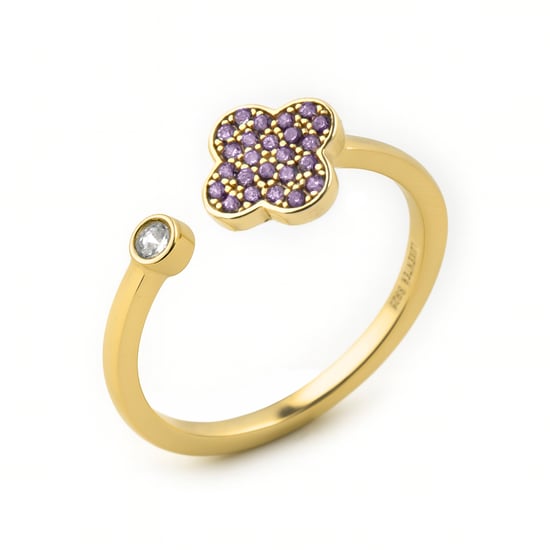 Luxenter-Ring aus 925 Sterlingsilber und Amethystzirkonia, gefertigt in 18-karat-Gelbgold – Esion - Image 1