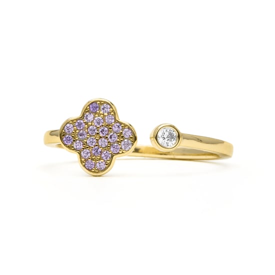 Luxenter-Ring aus 925 Sterlingsilber und Amethystzirkonia, gefertigt in 18-karat-Gelbgold – Esion - Image 5
