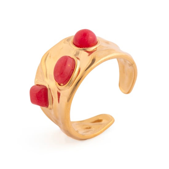 Luxenter-Ring wurde in 18-karat-Gelbgold und Korallen - Rekbas gefertigt - Image 1