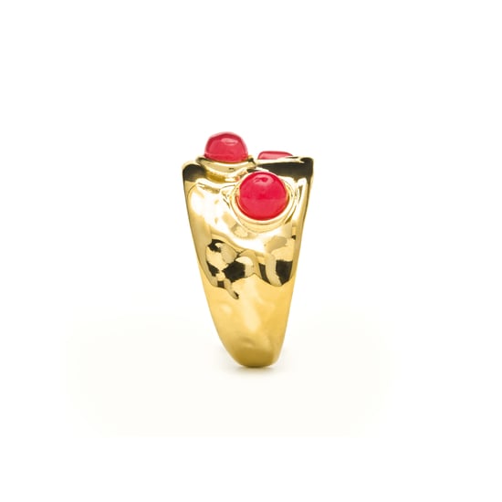 Luxenter-Ring wurde in 18-karat-Gelbgold und Korallen - Rekbas gefertigt - Image 3