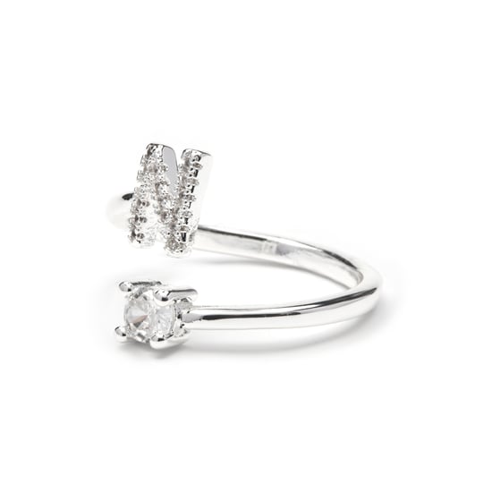 Luxenter-Ring mit rhodiumbeschichtetem glänzendem Zirkonia – Alphabet - Image 4