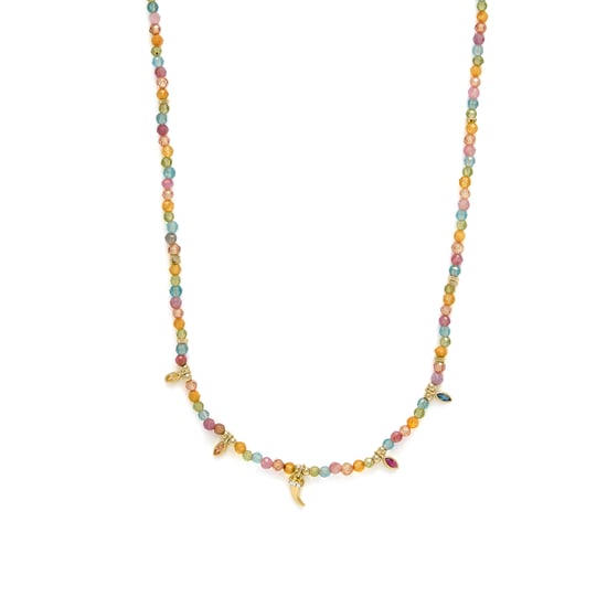 Luxenter-Halskette aus 925 Sterlingsilber und mehrfarbigem Zirkonia, gefertigt in 18-karat-Gelbgold - Esli - Image 1