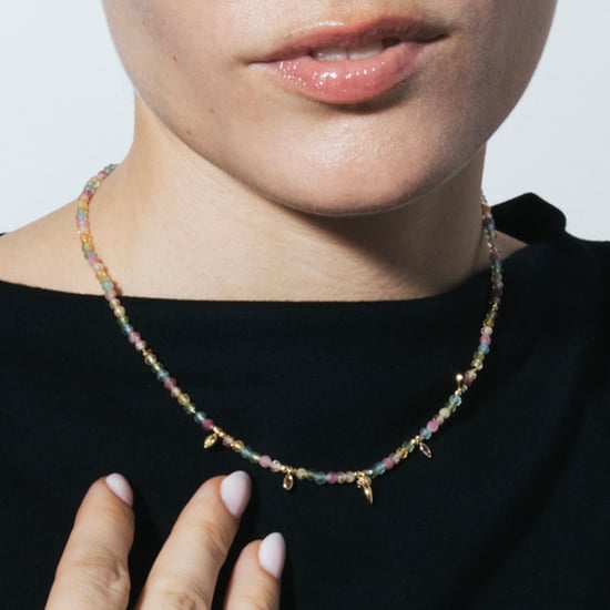Luxenter-Halskette aus 925 Sterlingsilber und mehrfarbigem Zirkonia, gefertigt in 18-karat-Gelbgold - Esli - Image 4