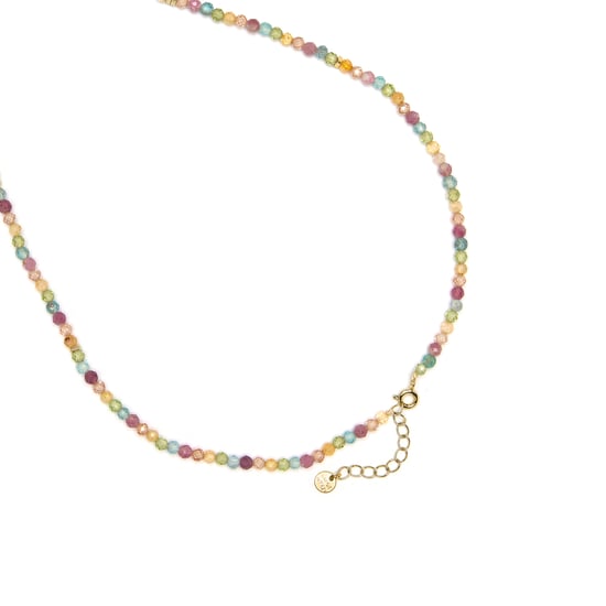 Luxenter-Halskette aus 925 Sterlingsilber und mehrfarbigem Zirkonia, gefertigt in 18-karat-Gelbgold - Esli - Image 6
