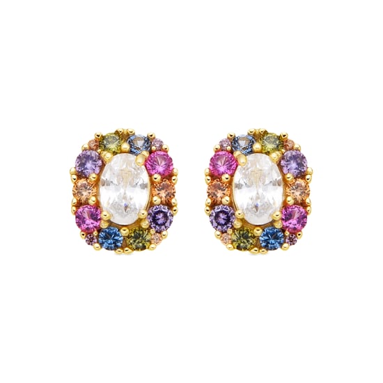 Luxenter Ohrringe in 925 Sterlingsilber und mehrfarbigem Zirkonia mit 18 Karat Gelbgold – Mezay - Image 1