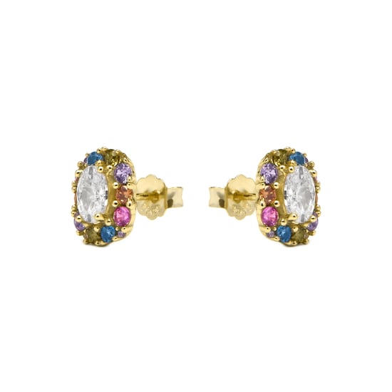 Luxenter Ohrringe in 925 Sterlingsilber und mehrfarbigem Zirkonia mit 18 Karat Gelbgold – Mezay - Image 3