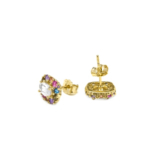 Luxenter Ohrringe in 925 Sterlingsilber und mehrfarbigem Zirkonia mit 18 Karat Gelbgold – Mezay - Image 5