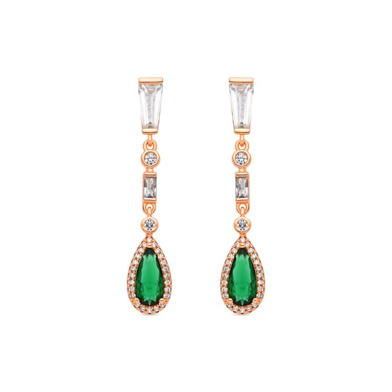 Luxenter Emerald Zirconia Ohrringe in 18 Karat Gelbgold - Orzus - Image 1