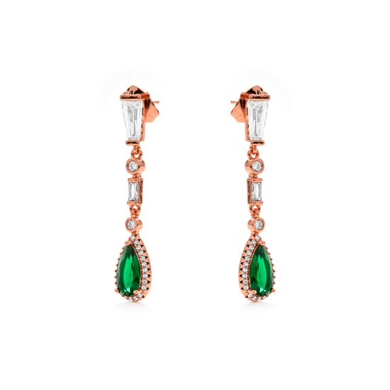 Luxenter Emerald Zirconia Ohrringe in 18 Karat Gelbgold - Orzus - Image 3