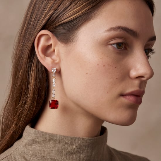 Luxenter-Ohrringe mit Ruby Zirconia in 18-karat-Gold – Waraim - Image 2
