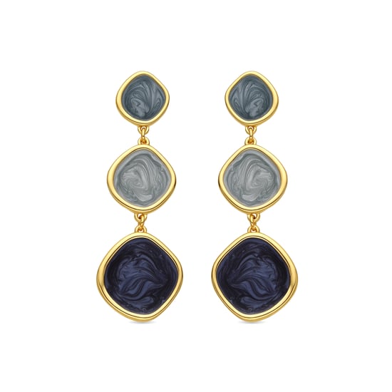 Luxenter Ohrringe mit blau lackiertem 18-karat-Goldfinish – Belgul - Image 1