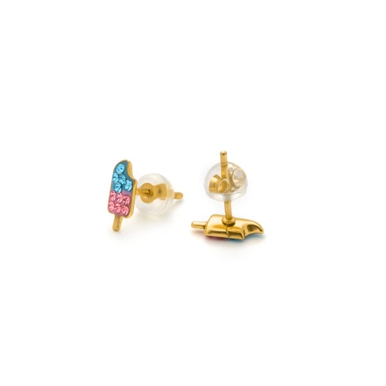 Luxenter-Ohrringe aus 925 Sterlingsilber und mehrfarbigem Zirkonia mit 18-karat-Gelbgold – Yakai - Image 4