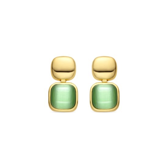 Luxenter-Ohrringe mit Green Cat's Eye-Finish in 18-karat-Gold – Laroi - Image 1