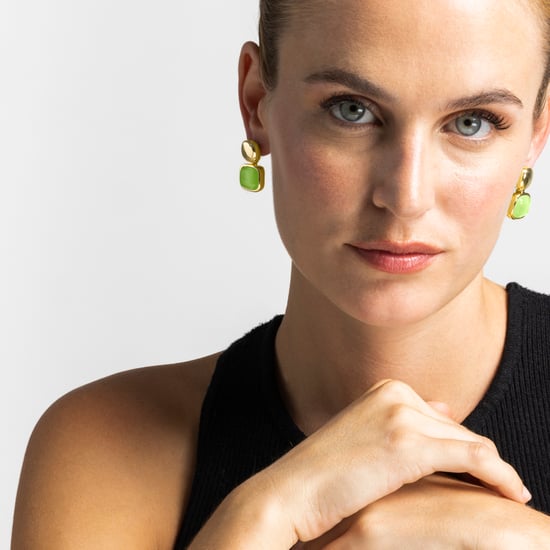 Luxenter-Ohrringe mit Green Cat's Eye-Finish in 18-karat-Gold – Laroi - Image 2