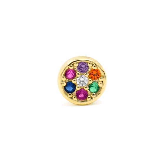 Luxenter Piercing in 925 Sterlingsilber und mehrfarbigem Zirkonia, gefertigt in 18 Karat Gelbgold – Nero - Image 2