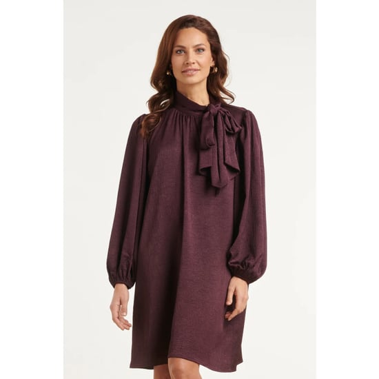 Smashed Lemon Kleid mit Bindekragen und Satinoptik | - Image 1