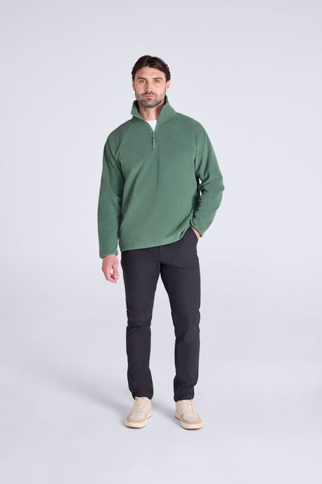 'Stockholm' Herren-Fleecejacke mit halbem Reißverschluss Warmer Kuschelpullover Dunkelgrün - Image 2