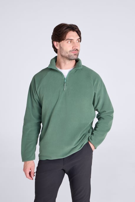 'Stockholm' Herren-Fleecejacke mit halbem Reißverschluss Warmer Kuschelpullover Dunkelgrün - Image 4