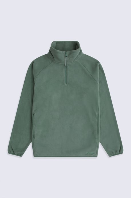 'Stockholm' Herren-Fleecejacke mit halbem Reißverschluss Warmer Kuschelpullover Dunkelgrün - Image 5