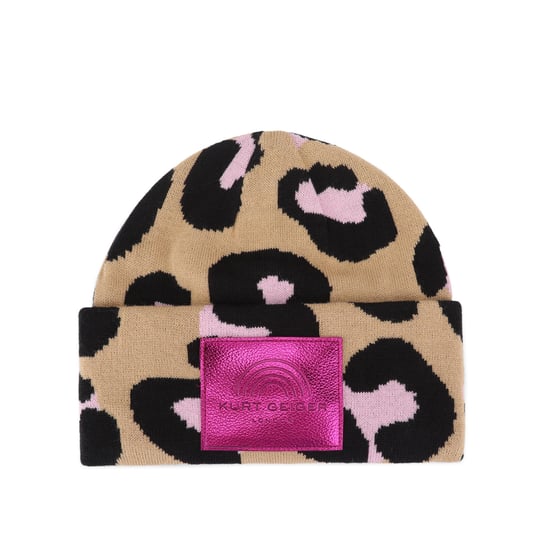 Kurt Geiger London Leopard Cuff Beanie-Mütze - Image 1