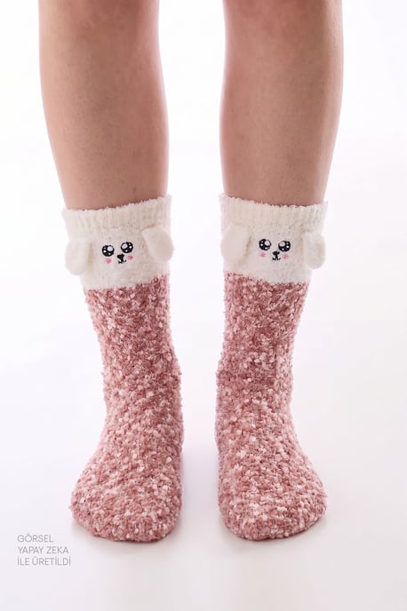 Happiness Dog Pattern Crew-Socken - Image 1