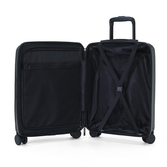 Hybrid-Handgepäckkoffer ABS+PU Schwarz 57x37x25 cm, 8 Rollen, Fronttasche - Image 4