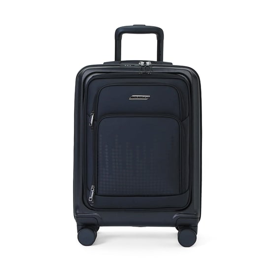 Hybrid-Handgepäckkoffer ABS+PU Schwarz 57x37x25 cm, 8 Rollen, Fronttasche - Image 2