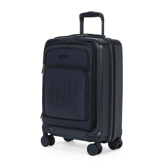 Hybrid-Handgepäckkoffer ABS+PU Schwarz 57x37x25 cm, 8 Rollen, Fronttasche - Image 4