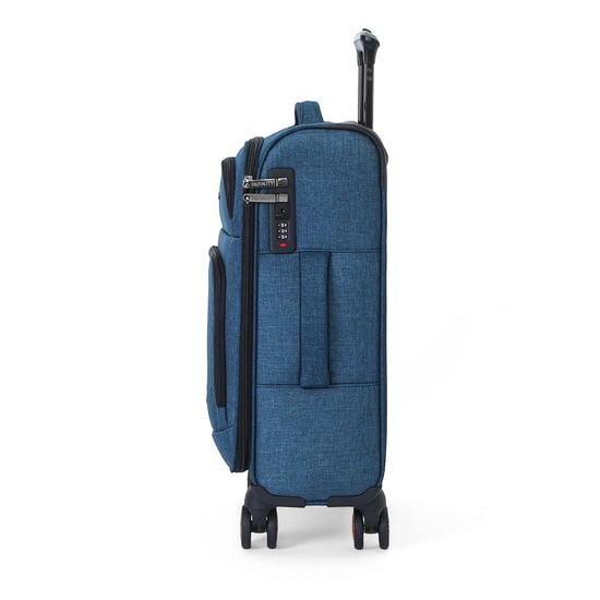 Weichschalen-Handgepäckkoffer Leinen Blau 56x37x24 cm, 8 Rollen - Image 4