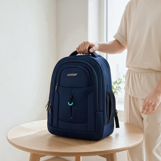 17" Laptop-Rollrucksack Blau, 1680D + PU, 2 Rollen, Trolley-Rucksack - Image 1