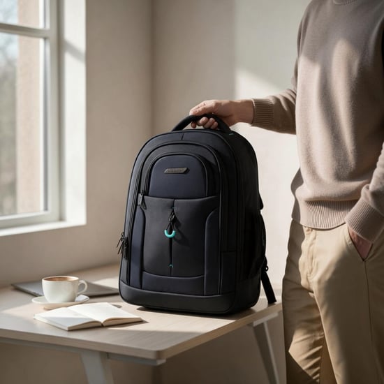 17" Laptop-Rollrucksack Schwarz, 1680D + PU, 2 Rollen, Trolley-Rucksack - Image 1