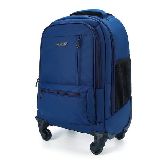 19" Laptop-Rollrucksack Blau, Premium-PU, 4 Rollen, Trolley-Rucksack - Image 3