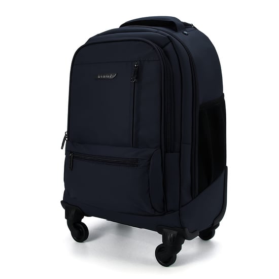 19" Laptop-Rollrucksack Schwarz, Premium-PU, 4 Rollen, Trolley-Rucksack - Image 3